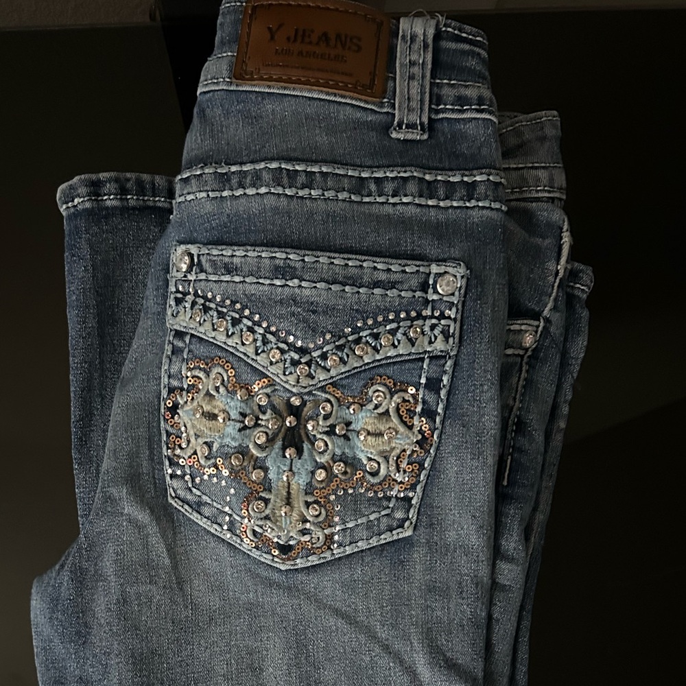 Women's Blue Embellished Jeans